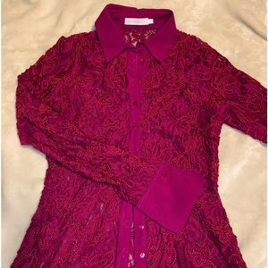 Anne Fontaine Fushia/Purple Lace Blouse. Gently worn